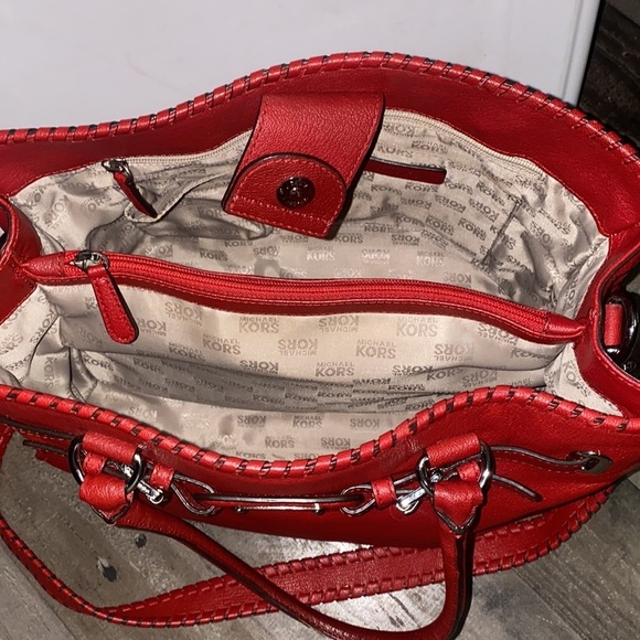 MICHAEL KORS ~ Whipped Hamilton Red Leather ~ Convertible Crossbody ~ Satchel - Picture 9 of 11